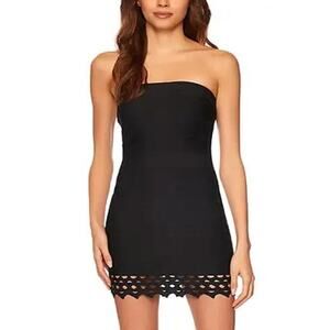 NWT NEW Susana Monaco Black Eyelet Strapless Bandage Dress Size XL